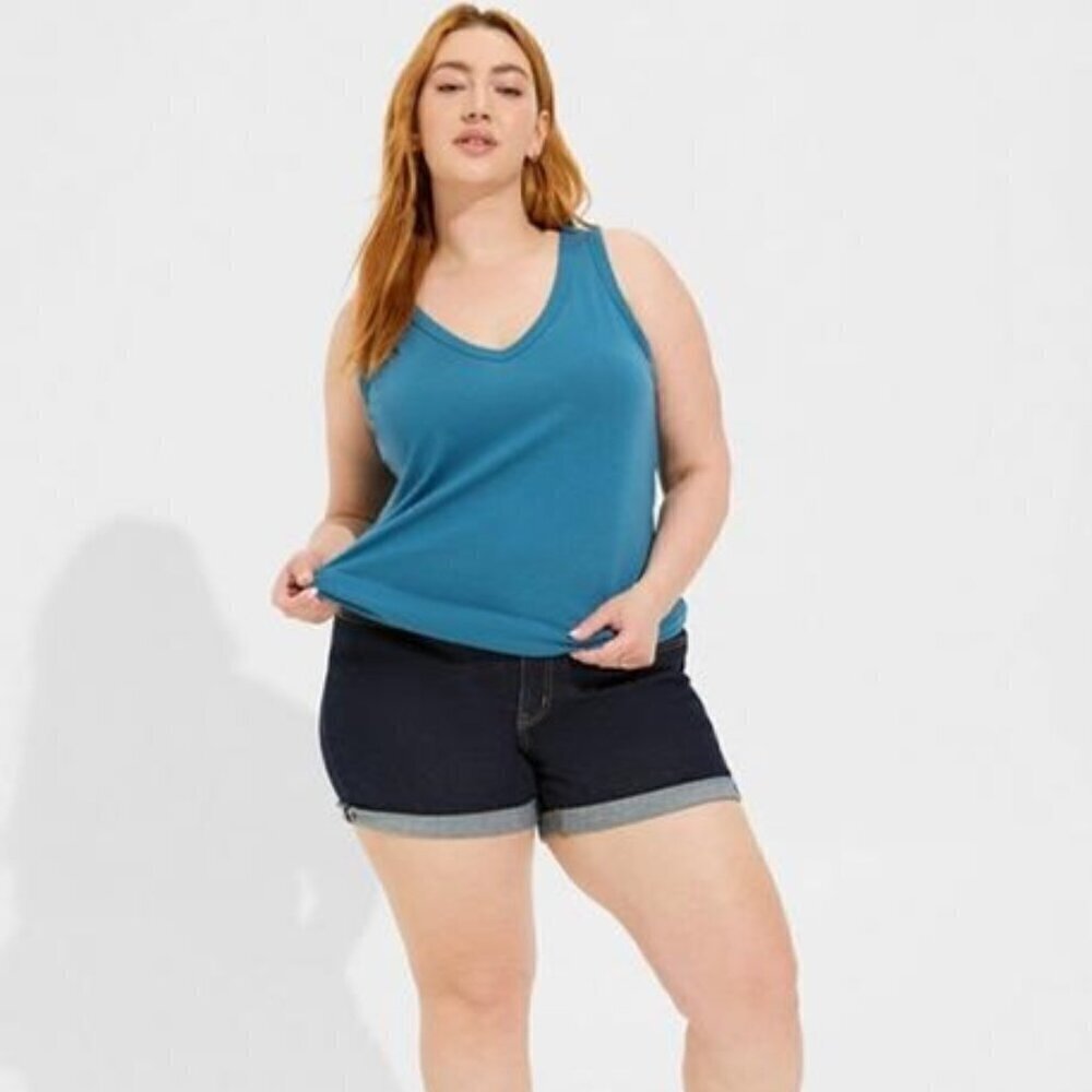 Torrid - Girlfriend Signature Jersey V-Neck Tank in Bluesteel Blue